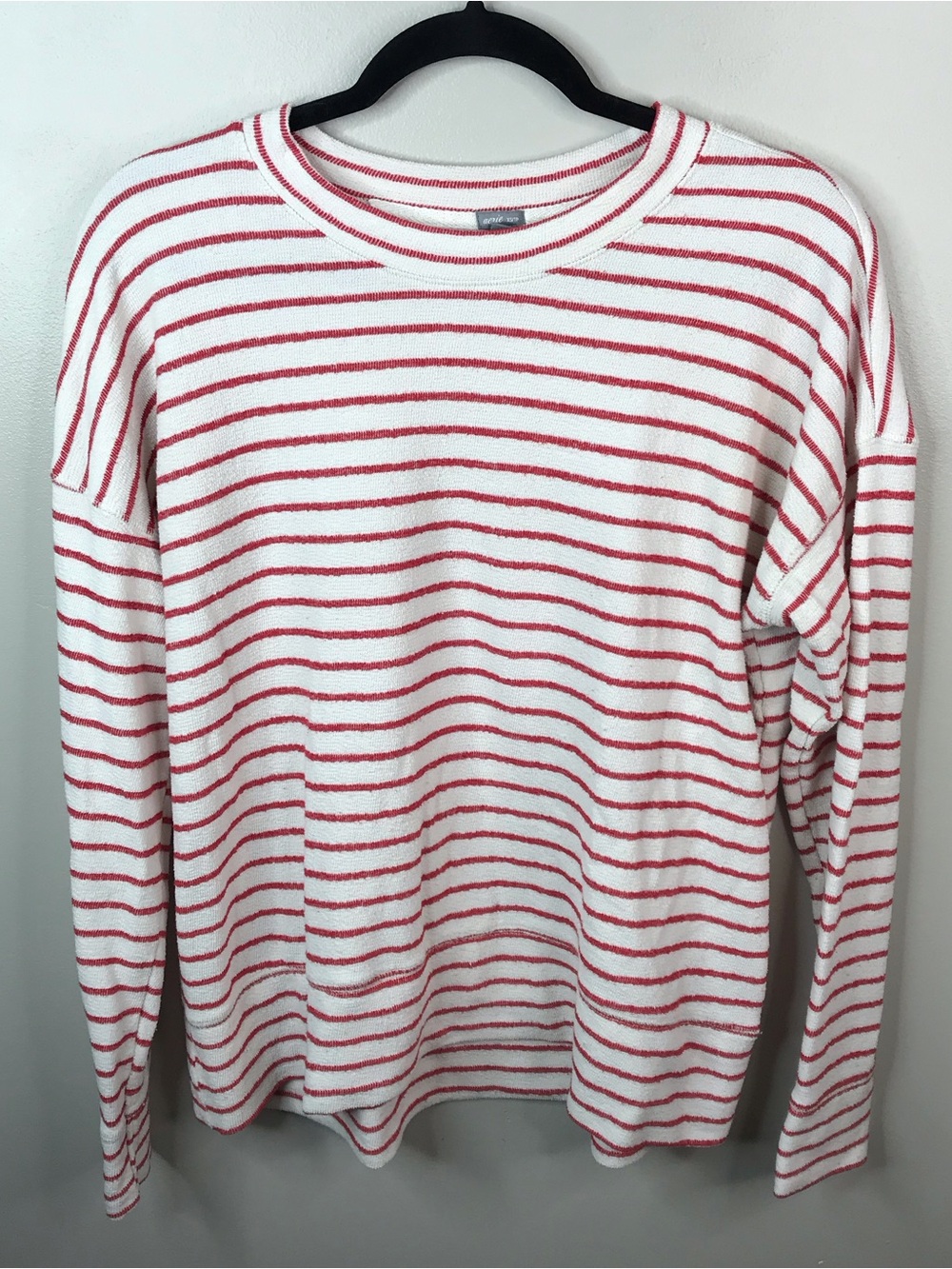 aerie Crewneck Oversized Sweatshirt with Red Stripes Sz XS